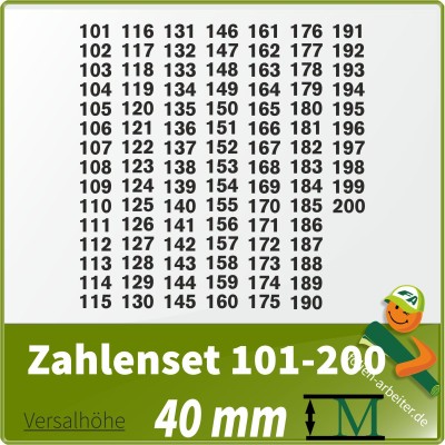Klebezahlen-Set -101-200-40mm
