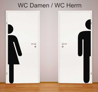 WC-halbes-Piktogramm DAMEN oder HERREN  XXL AUFKLEBER
