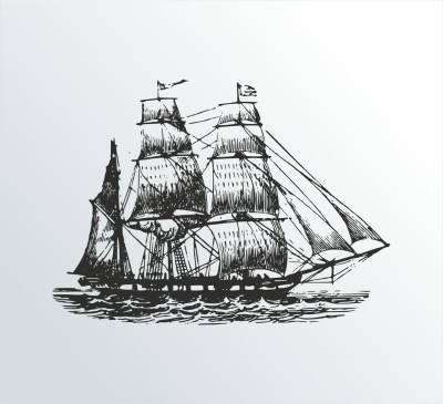 3-Master Segelschiff (Aufkleber für Wohnwagen | Wohnmobile)