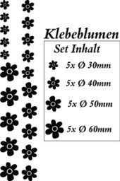 Blumensticker SET I in vielen Farben und Größen