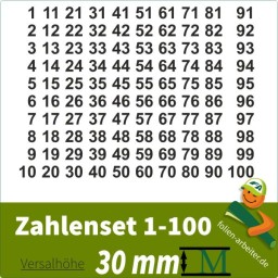 Klebezahlen-Set -1-100-30mm