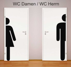WC-halbes-Piktogramm DAMEN oder HERREN  XXL AUFKLEBER