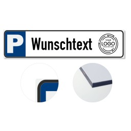 Parkplatzschild mit  Logo Selbst gestalten 500x115mm
